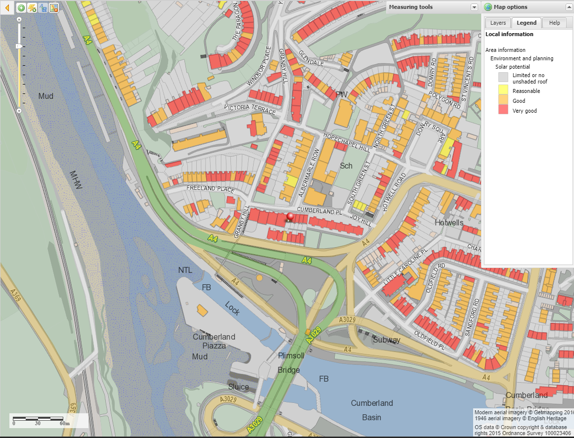 Bristol City Council's online solar tool