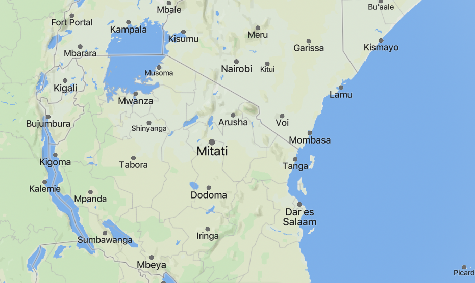 Map of Location of Mitati in Tanzania